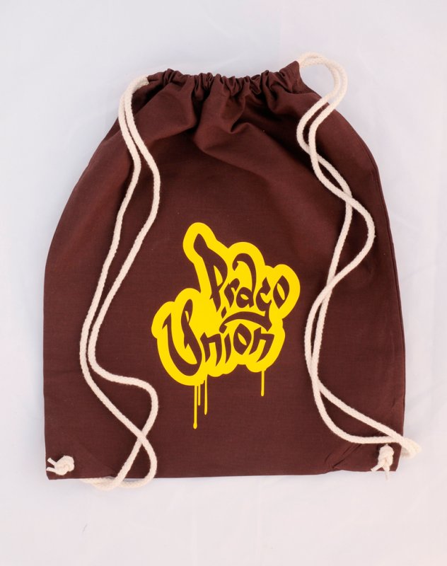 Pytlík "gymsac" Prago union barva hnědá logo žluté | Fanshop Prago Union
